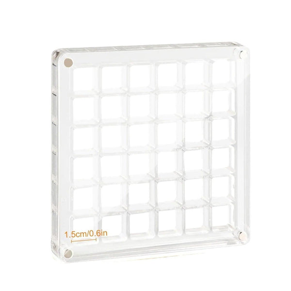 Close-up of magnetic acrylic lid mechanism for mini organizer display box