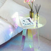 Modern acrylic side table transparent base construction detail