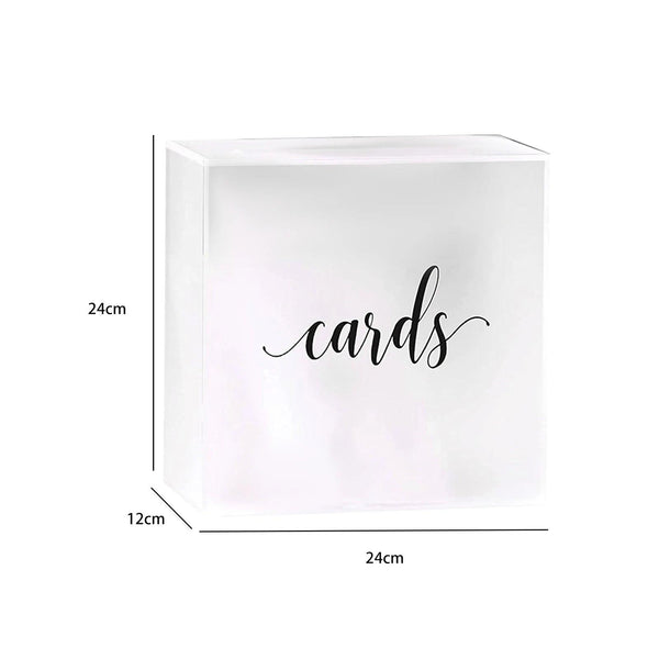 Comparison of acrylic card box sizes Type A, B, and C