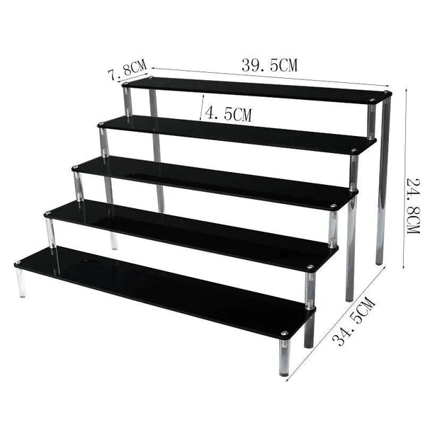 Tiered nail polish display using 2-layer black acrylic stand