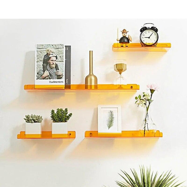 Adhesive acrylic floating shelf used for kitchen spice storage