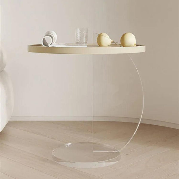 Nordic acrylic side table in cream white for living room or bedroom