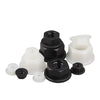Nylon flange nuts variety pack with M3 to M12 sizes in white and black