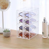 Office desk with eyeglass storage organizer in professional workspace