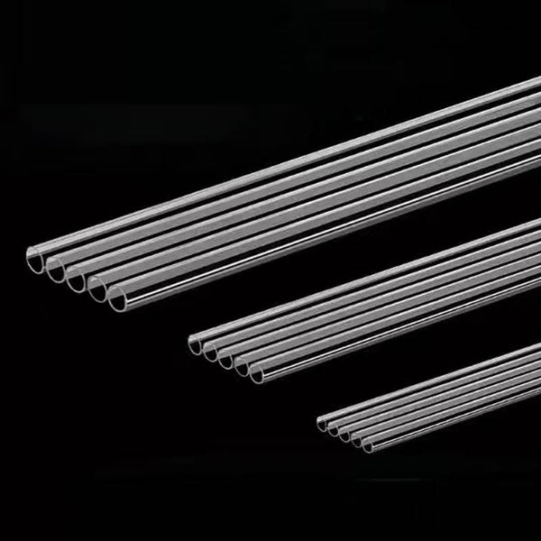 Installed PC hardline tubing in a desktop computer water cooling loop, transparent polycarbonate rigid pipe