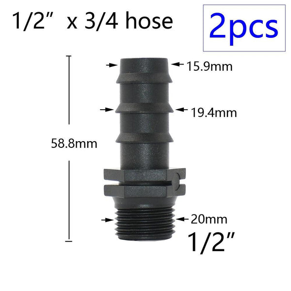 Close-up of threaded male pipe connector for PE hose