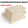 High temperature resistant PEEK plastic plate showing 6mm, 12mm and 20mm thickness options