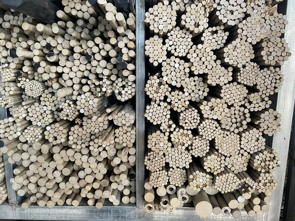 Laser-cut edge detail of PEEK engineering plastic rod