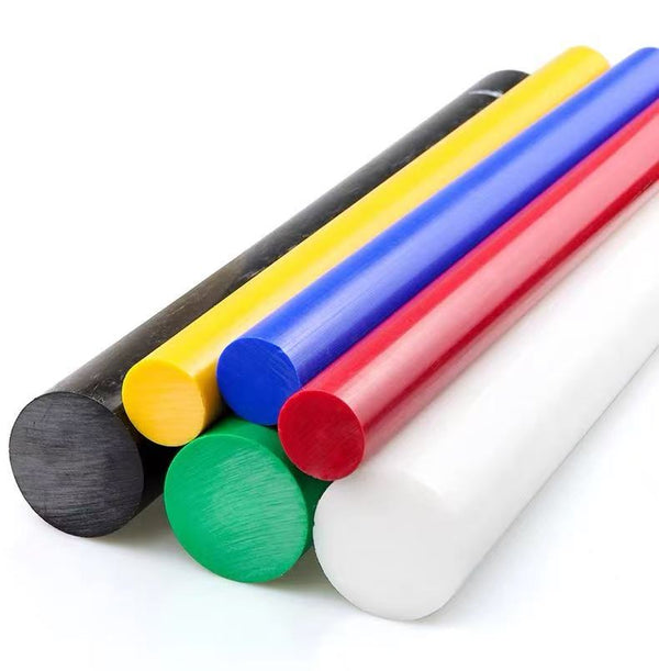 Close-up of POM acetal rod smooth surface finish ideal for precision CNC machining