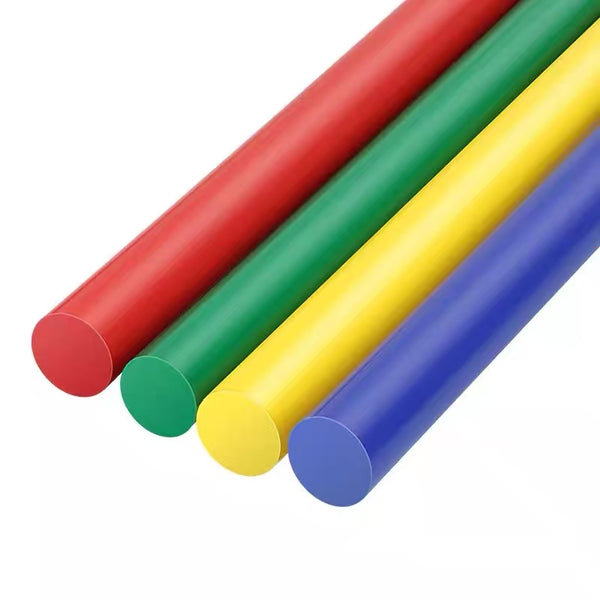 POM rod diameter size comparison from 6mm to 50mm with measurement scale