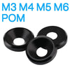 Full set of M3 to M10 POM washers in flat and conical styles, 10pcs