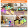 Rainbow acrylic coffee table in natural sunlight showing dynamic color-shifting spectrum