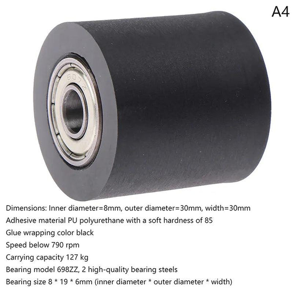 Set of PU guide wheels with multiple bore sizes for custom fit