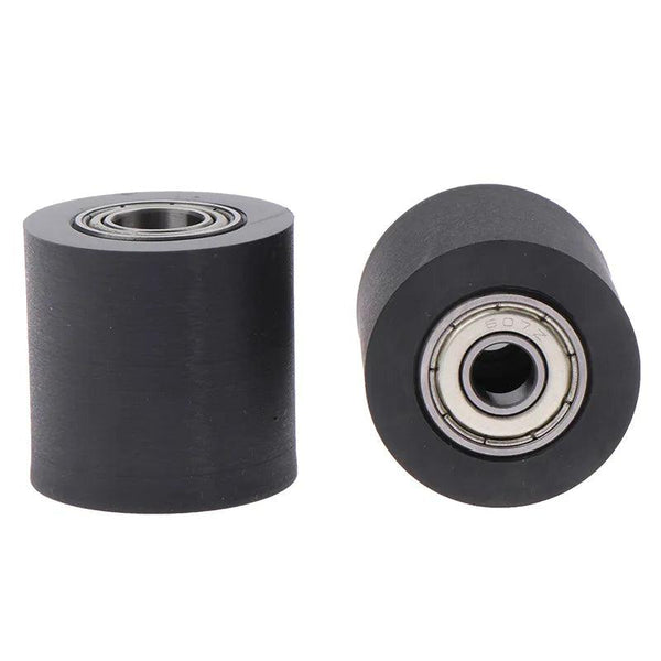 Front view of 30mm silent PU guide wheel with double bearings