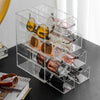 Multiple stackable acrylic organizer units arranged for expanded storage