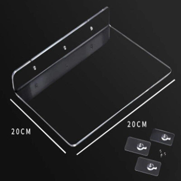 Top view of U-shaped acrylic wall shelf