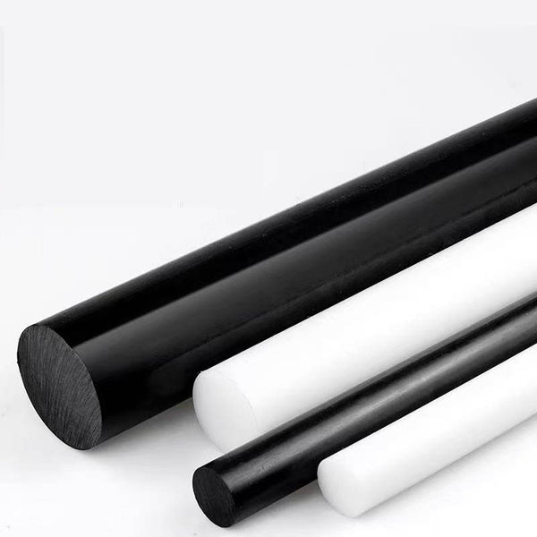 Black and white UHMWPE rods in various diameters and lengths