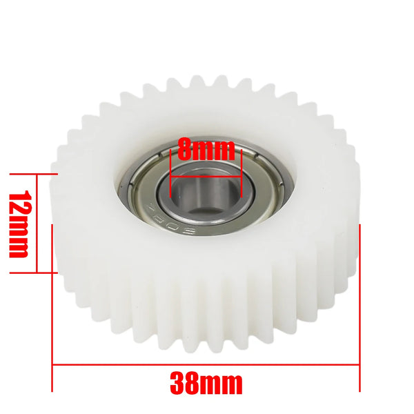 Comparison between worn damaged gear and new 36T replacement gear