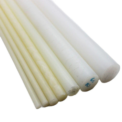 White nylon rods in different diameters