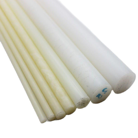 White nylon rods in different diameters