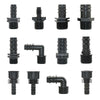 2-piece PE pipe connector adapter set with threaded and barb ends