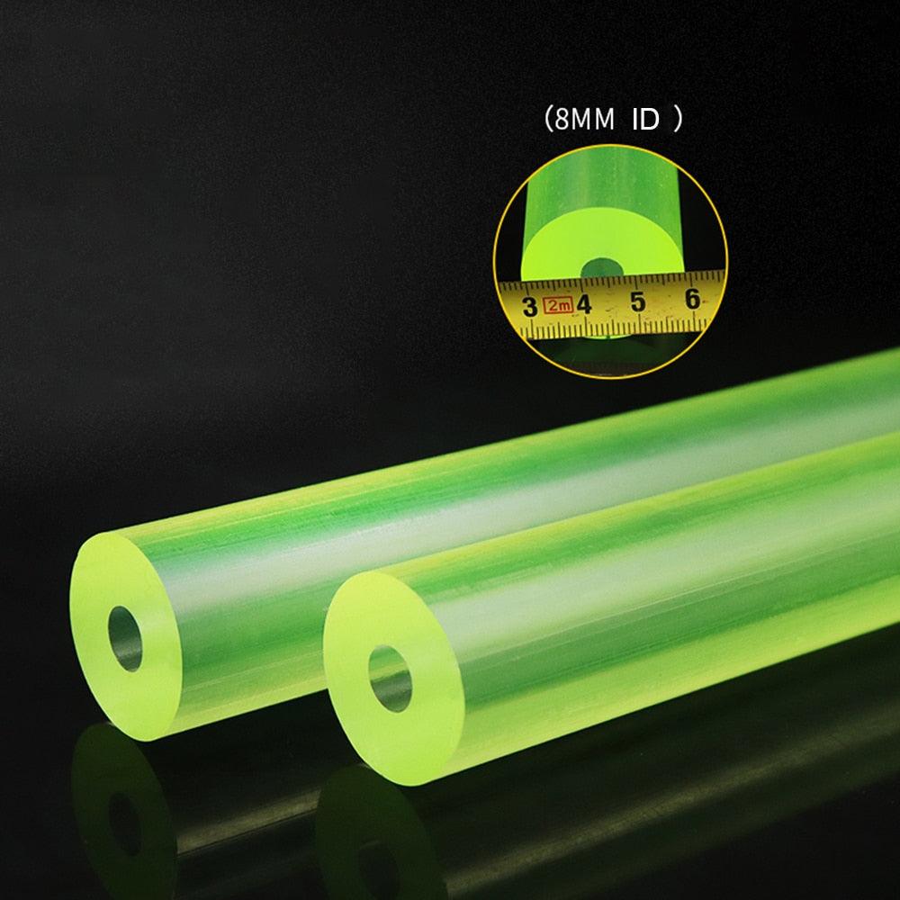 Polyurethane hollow rod front view showing yellow translucent tube