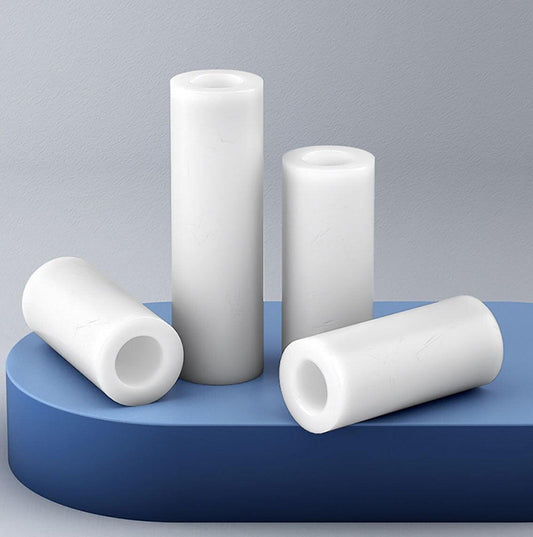 White nylon spacer washer top view